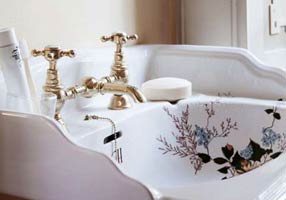 Gentry Home Таз большой белый Victorian Садовый узор GH100814 - Вид №1