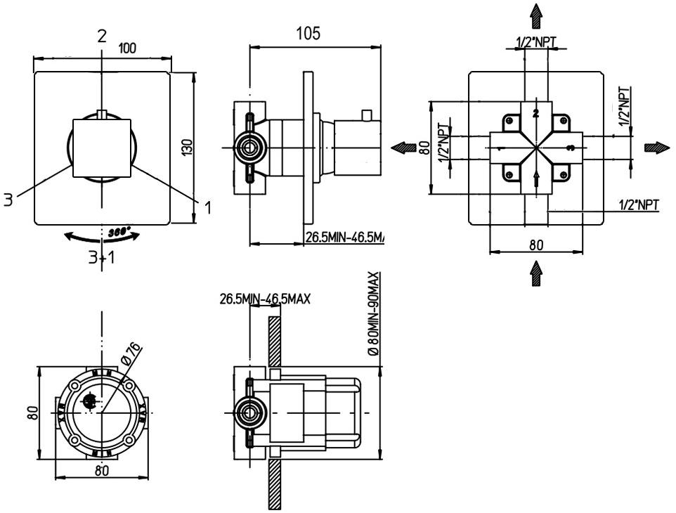 Paini Dax-R 84PZ471 дивертор на 3 выхода  - Вид №2