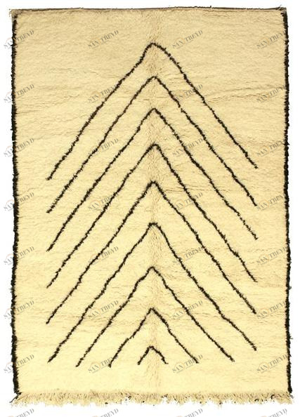 AFOLKI Прямоугольный шерстяной коврик с длинным ворсом и узором Beni ourain Taa1069be