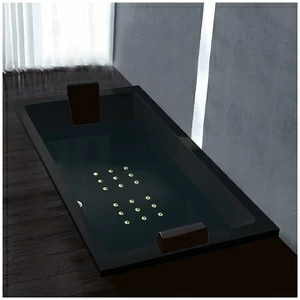 Ванна Gruppo treesse Quadra 181 V071C-SX-CZ чёрная с золотой фурнитурой и аэромассажем прямоугольная встроенная левая