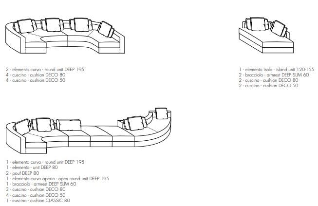 Ткань изогнутый съемный диван Meridiani Harold ARCH-00034371 - Вид №11