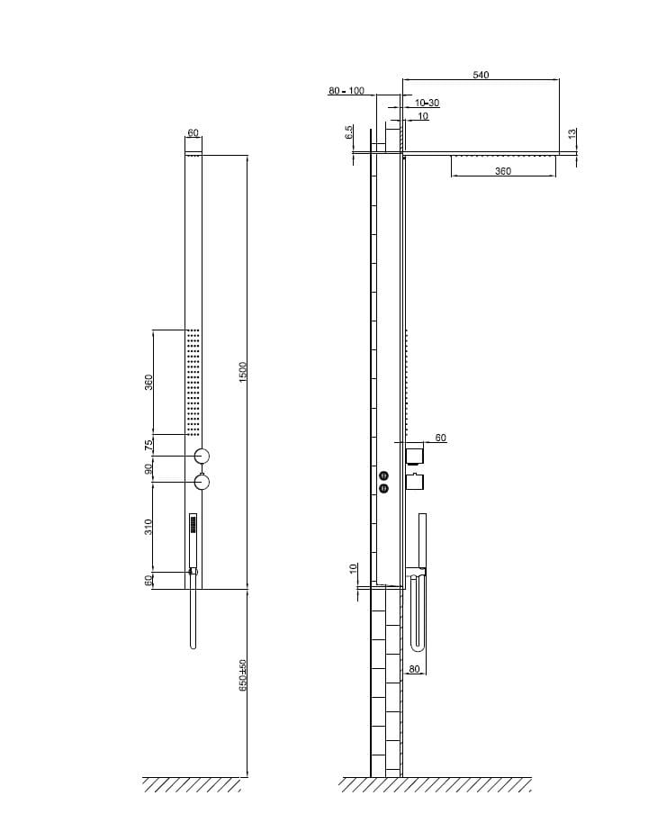 Настенная душевая колонка из нержавеющей стали с душем Fantini Rubinetti MILANOSLIM ARCH-00022659 - Вид №4