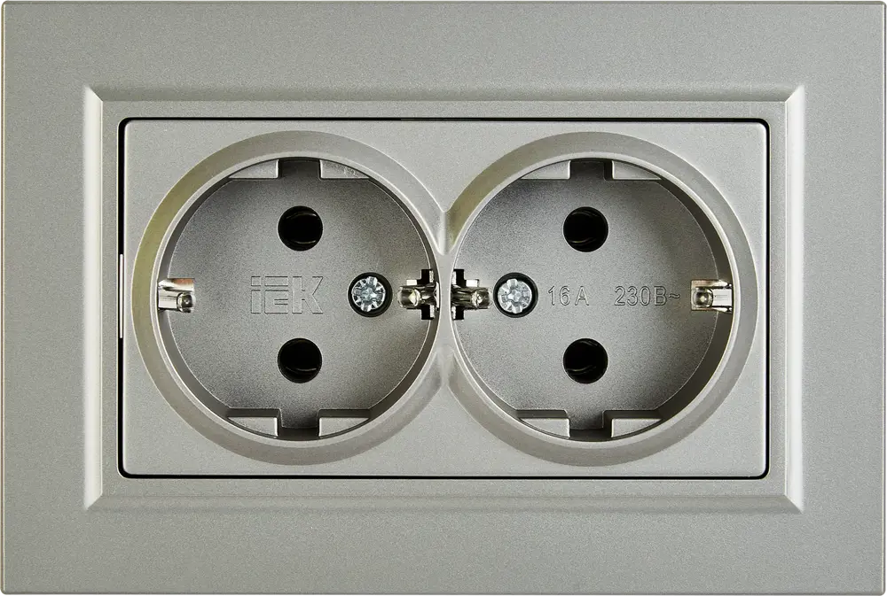 IEK Brite: Двойная розетка скрытого монтажа в стальном исполнении 87761622