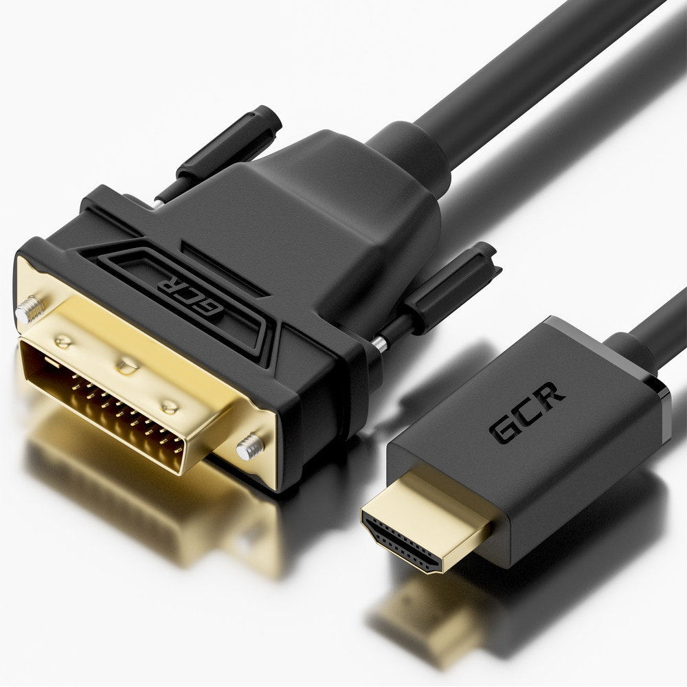 GCR-51510 кабель hdmi-dvi 15.0m черный, od8.0mm, 28/26 awg, позолоченные контакты, 19pin am / 24+1m am dual link, тройной экран, Greenconnect Santreyd 