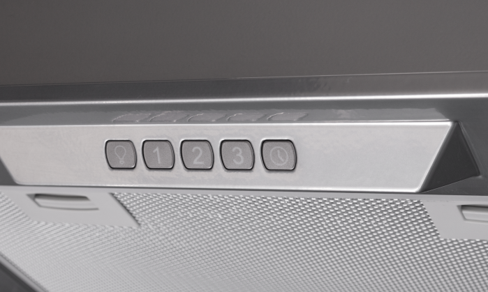 INLINEA 52 XE Встраиваемая вытяжка, ширина 52 см, отвод/рециркуляция, 650 м3/час, электронное управление, 3 скорости, галогенное освещение 2х20 вт, анодированный алюминиевый жироулавливающий фильтр,таймер, угольный фильтр с6с (опция), 42-58 дб, цвет сереб Santreyd  - Вид №1