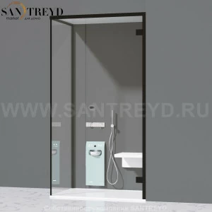 Effegibi FITBOX A Душевая кабина с профилем из черного алюминия. Установка: в правый угол. Размеры: длина 119 см, высота 220 см. Дверные петли у стены FB10020002