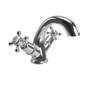 Burlington Claremont Смеситель для раковины Claremont Mono Четвертьоборот с белым акцентом в Chrome CL45-QT