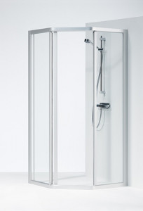 609080 IFO Душевая перегородка пятиугольная массивная SVP NK, алюминиевый профиль, прозрачное стекло, SVP VK 900 x 900