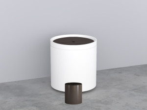 ELOT-AN+ELCTE-RG Otto Tondo: Пуф круглый из материала Livingtec на 4-х колесиках, с крышкой деревянной cielo Elle