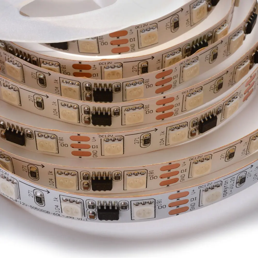 Светодиодная лента адресная SMD 5050 60 диод/14.4 Вт/м 12 В 10 мм IP20 2 м RGB белая подложка 82535313 STLM-2168943 APEYRON  - Вид №13