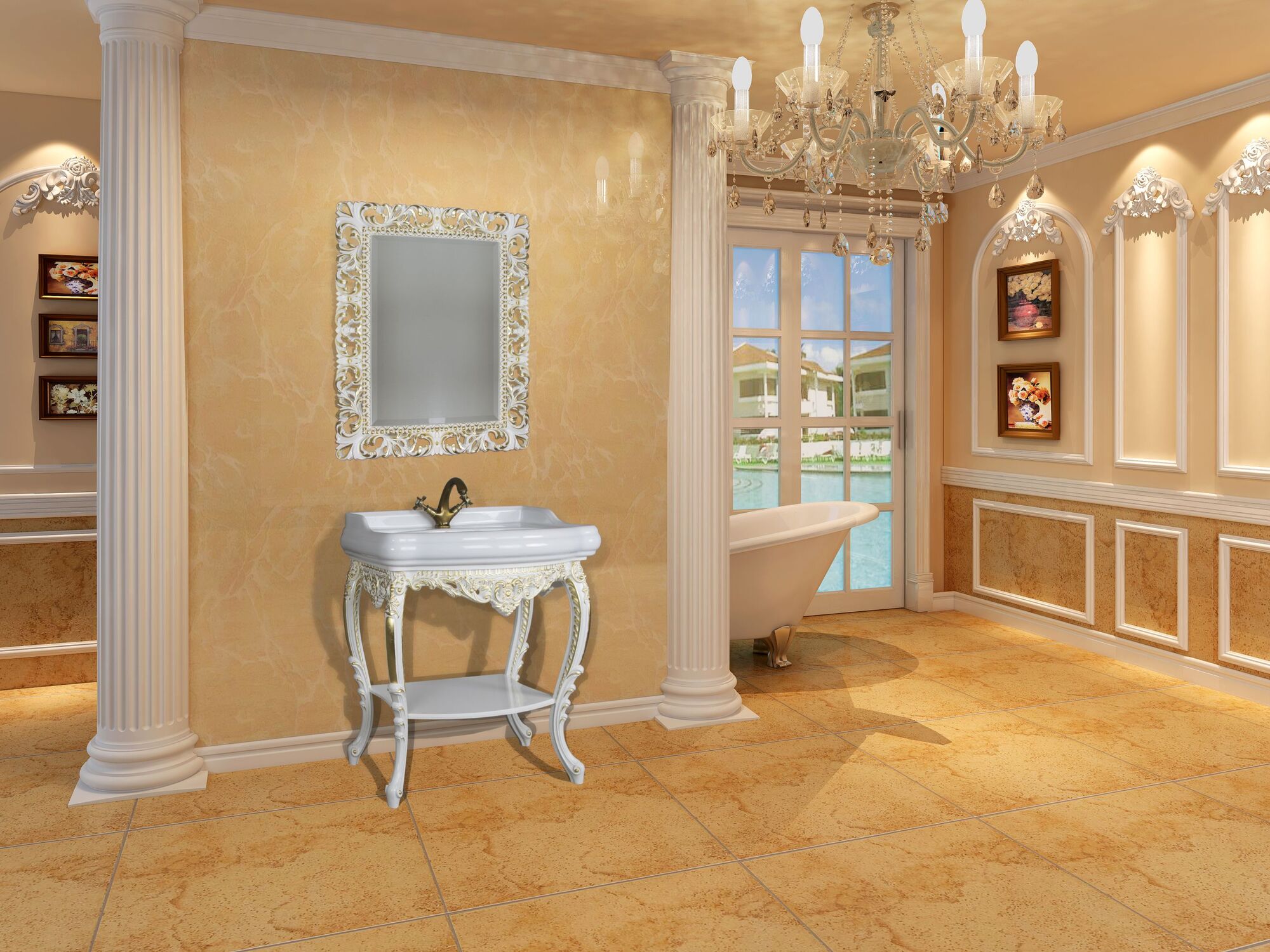 Консоль ISABELLA 80 арт. TS-10108-W/G белый глянец с золотом Tessoro TS10108WG - Вид №6