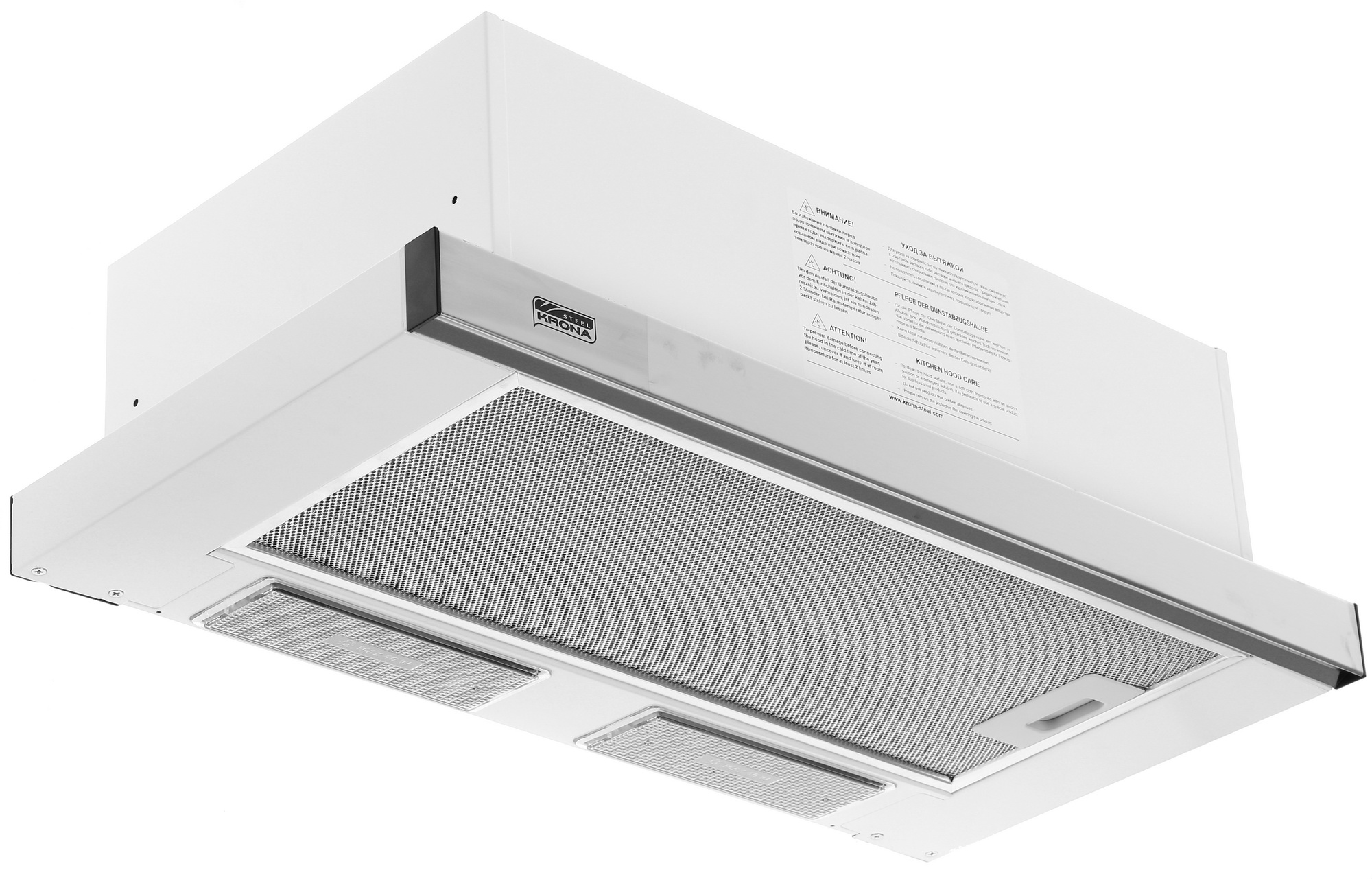1256364 Вытяжка телескопическая KRONA KAMILLA 6002DNIX белый/серебристый STDN-0088058