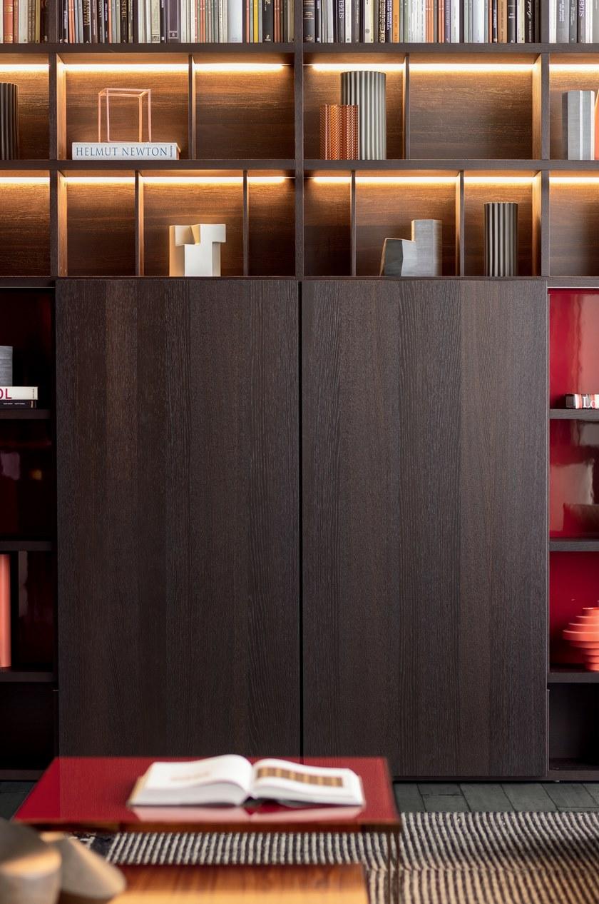 PIANCA Модульный деревянный книжный шкаф с раздвижными дверцами Spazioteca sun-id-1428048 - Вид №2