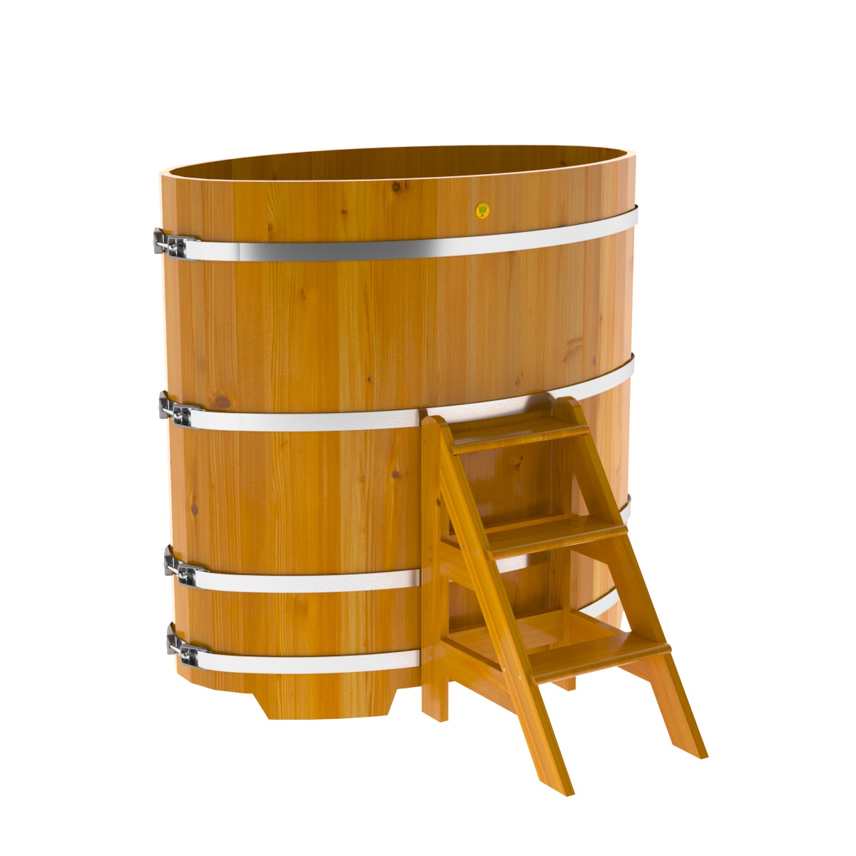 2268 Купель овальная из лиственницы Рустик 0,80х1,42х1,4 натуральная Alyarus  - Вид №1