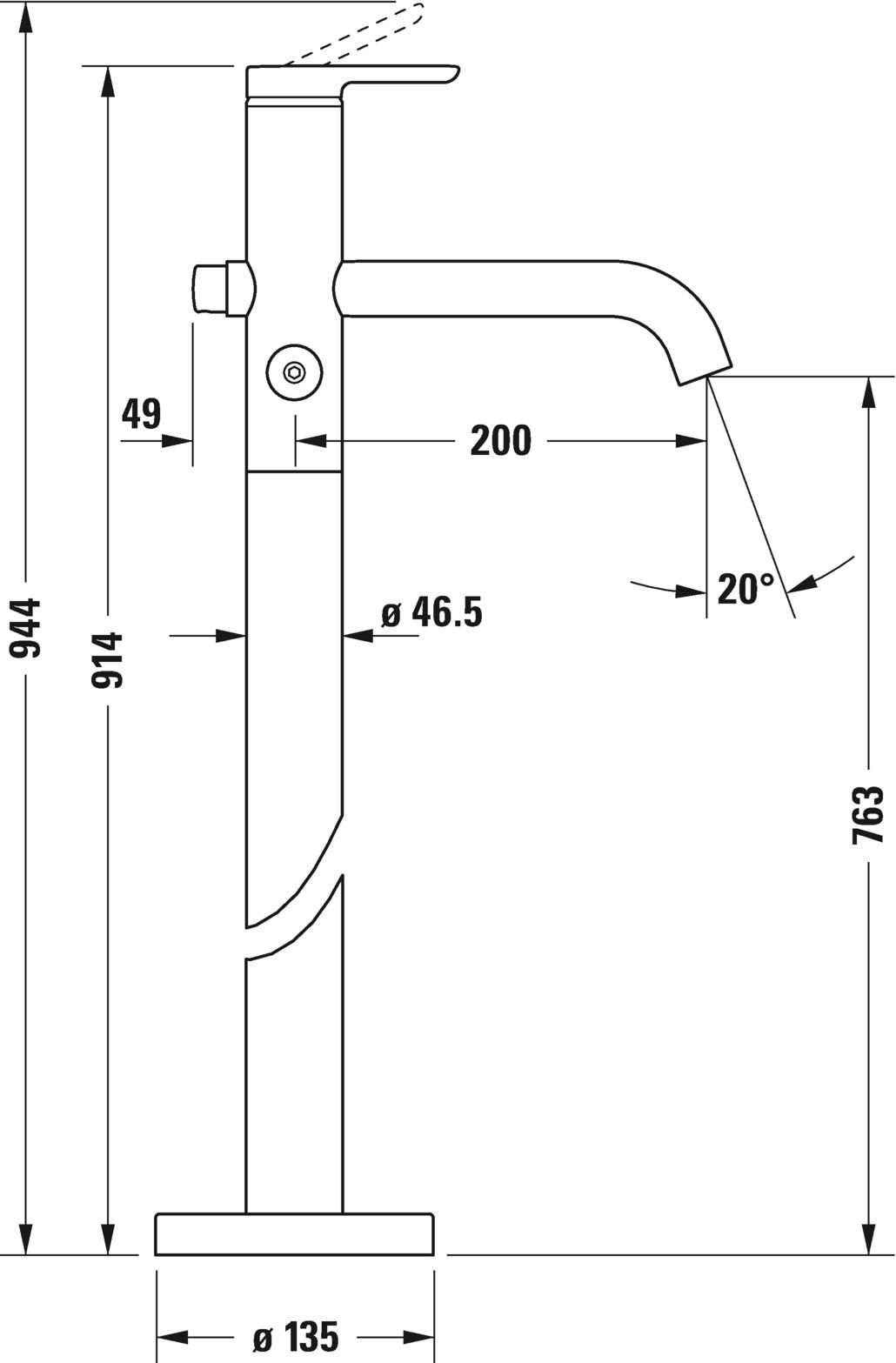 Duravit Смеситель для ванны однорычажный напольный C.1 C15250000 - Вид №1