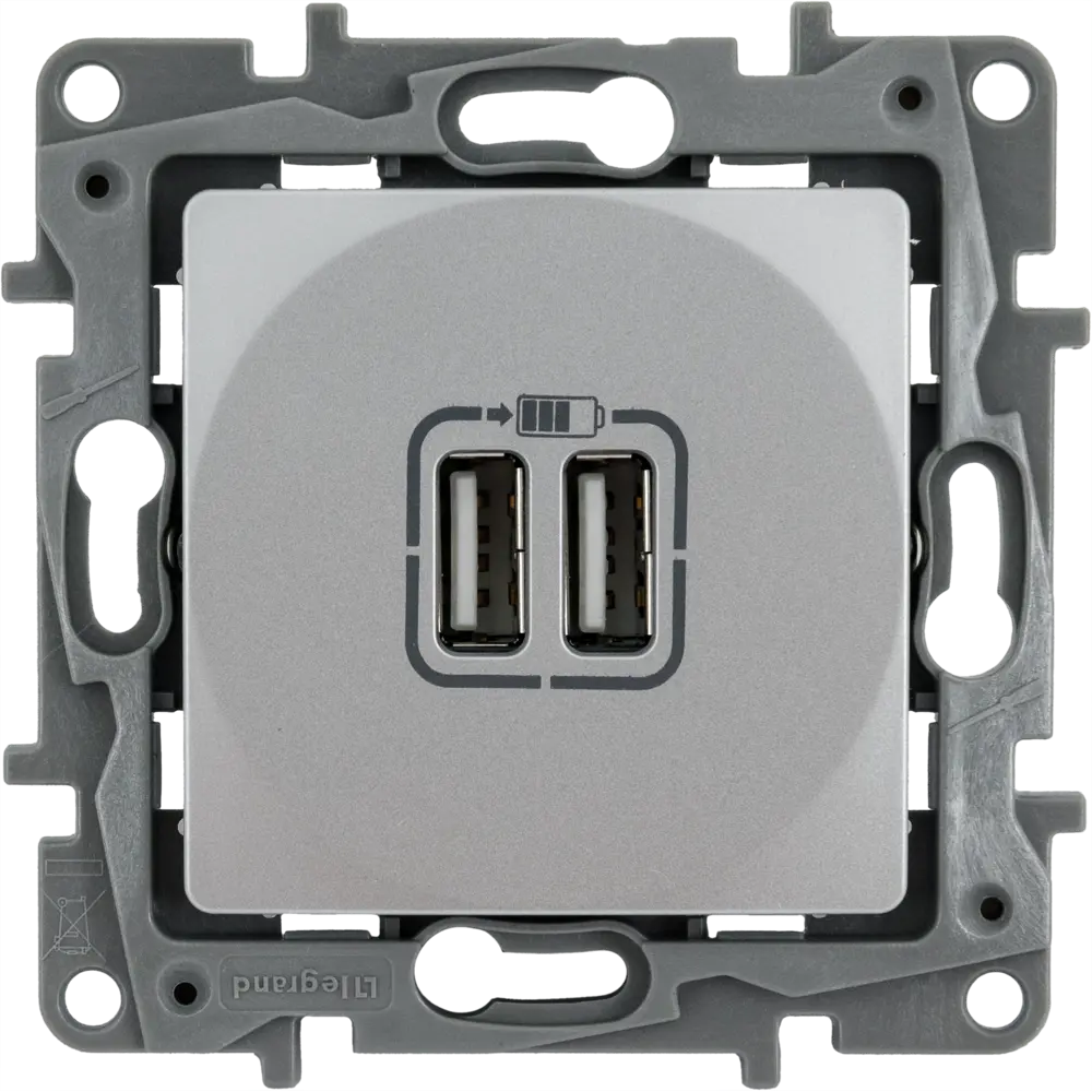 Зарядное устройство USB тип А / тип А - Legrand Etika - 3000мА 15Вт - алюминий STLM-2193472