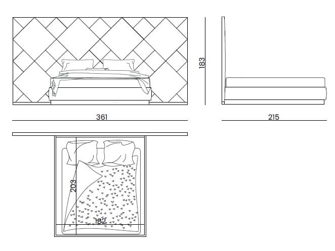 Кожаная двуспальная кровать с мягким изголовьем Bizzotto Italia Symphony-Infinity ARCH-00098581 - Вид №3