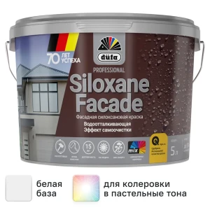 Краска фасадная Dufa Siloxane матовая цвет белый база 1 5 л