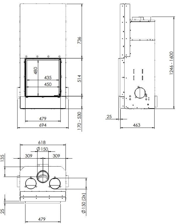 Встроенный дровяной камин на стене KALFIRE W45/48F ARCH-00049431 - Вид №5