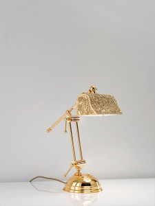 Светодиодная латунная настольная лампа со стеклянным абажуром