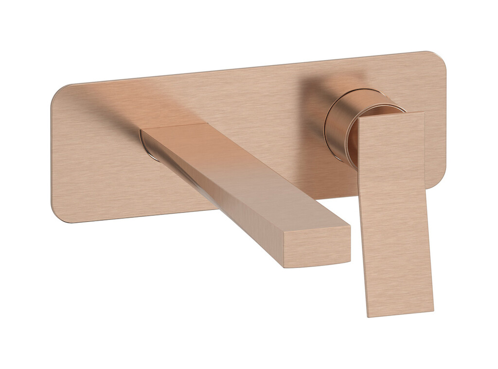 Встроенный в стену смеситель для раковины на 2 отверстия в комплекте с донным клапаном WE ARE IB wa314sr Brushed Rose Gold Wave