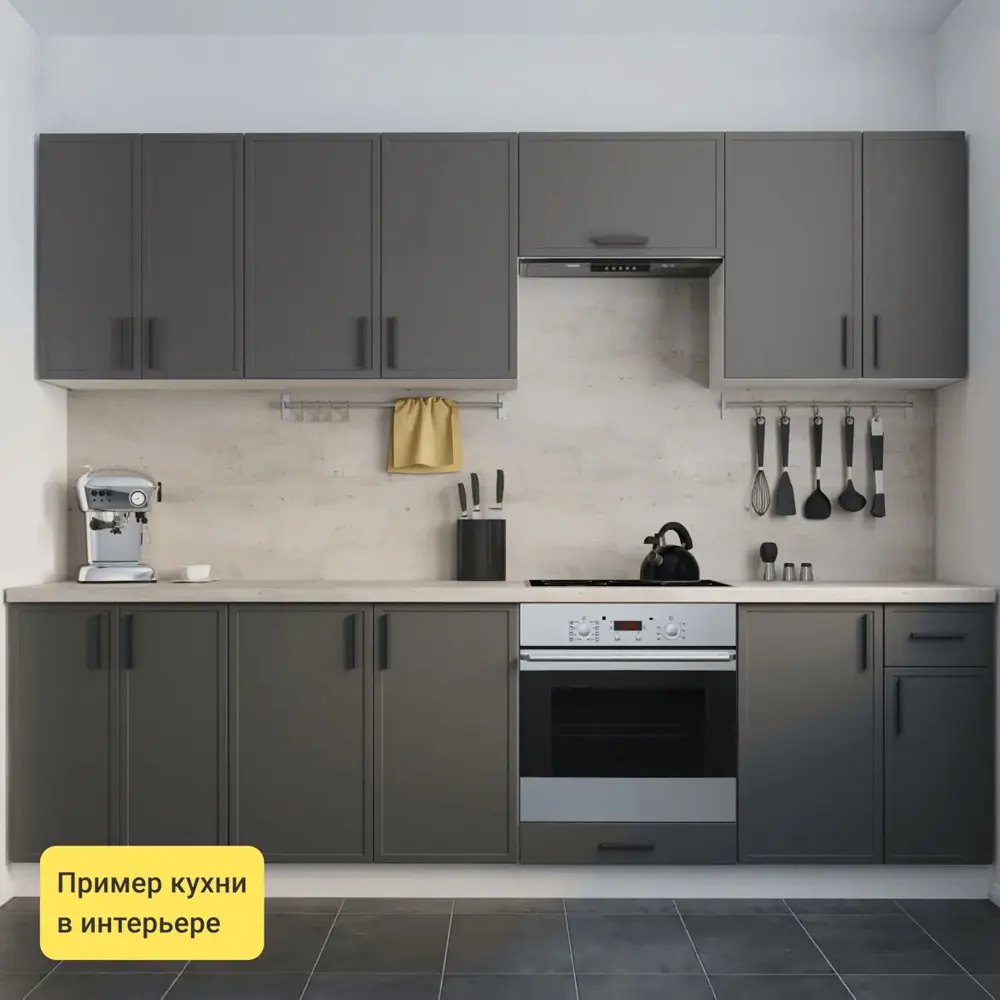 Кухонный гарнитур «Неро» 160x60 см МДФ цвет графит 89432389 STLM-2072095 Santreyd - Вид №3