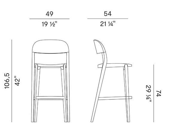 Высокий стул из ясеня со спинкой Potocco минимальная ARCH-00143066 - Вид №3