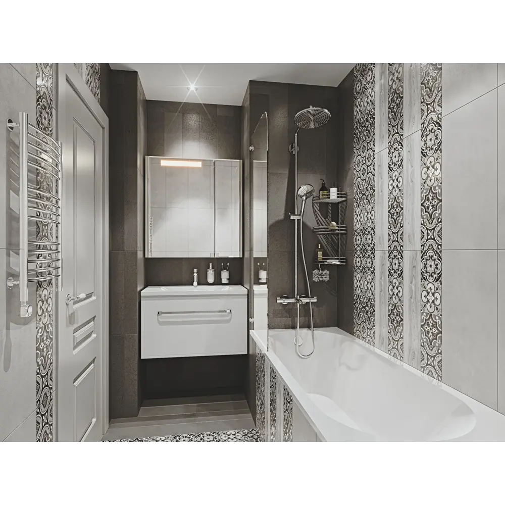 Керамогранит Belani Патч 59.7x14.8 см 1.325 м² матовый цвет серый STLM-2197297 - Вид №4