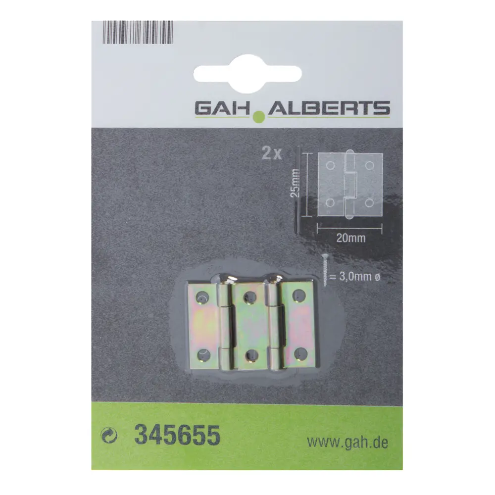 Петля карточная Gah Alberts, 25.5х22x25.5х0.8 мм, сталь оцинкованная, цвет жёлтый, 2 шт. 10853058 STLM-2142896  - Вид №1