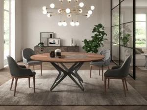 Ozzio Italia Круглый дубовый стол с ленивой сьюзен Dna T254