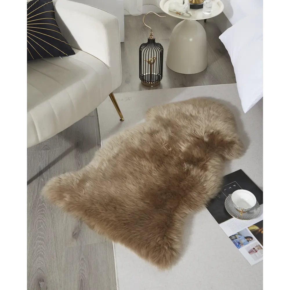Шкура Овечья одинарная 55x95 см шерсть цвет темно-бежевый Santreyd STLM-2110675 - Вид №4