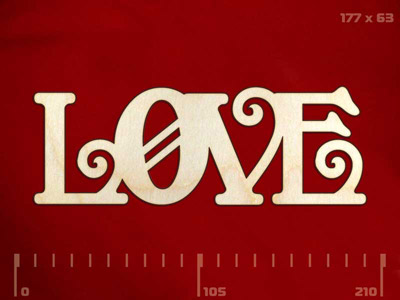 141340 Заготовка для декорирования Надписи LOVE-3, размер 17.7х6.3 см, Полноцвет 