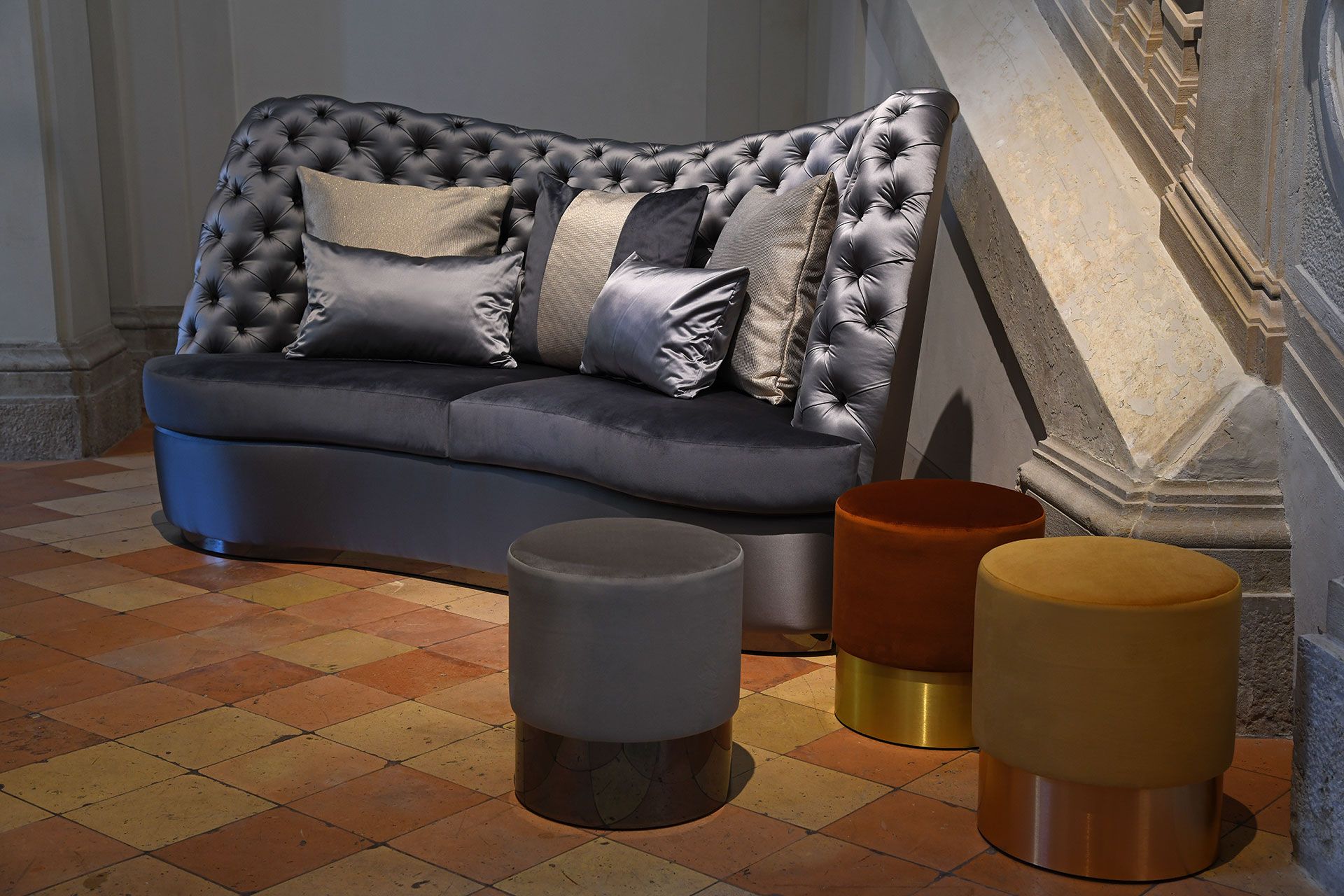 3-местный изогнутый диван capitonné Domingo Salotti талия ARCH-00101190 - Вид №3