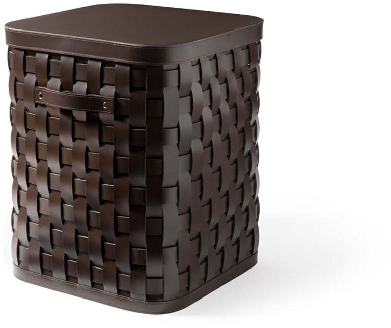 Корзина Demetra, большая квадратная - 40X40XH50 см / регенерированная кожа_темно-серый