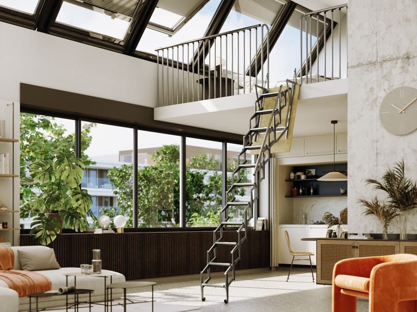 Оцинкованная стальная выдвижная лестница для мезонина Scrigno SIMPLO-LOFT ARCH-00076343