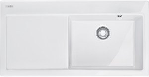 124.0335.708 Best, серия mythos, керамика, мойка mtk 611-100, установка сверху, вентиль-автомат, чаша слева, белый Franke Franke Mythos