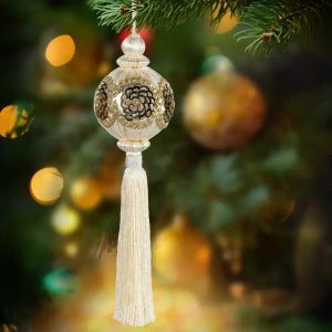 89381675 Украшение елочное «Кисть», 24x6 см, цвет белый STLM-1379205