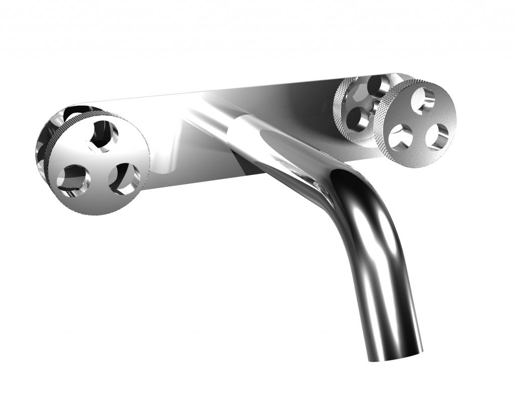 38539 Встраиваемый смеситель для раковины на три отверстия с тарелкой и 190 мм. носик. Bongio Bowling