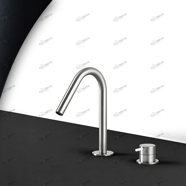 Смеситель для раковины сталь матовая с белой ручкой Toki Radomonte TKI30SCIL21