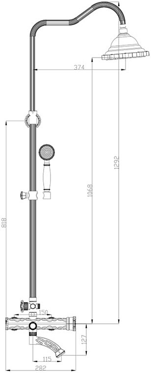 Душевая стойка ZorG Antic A 103DS-SL, серебро - Вид №1