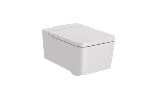 AZ46531630 SQUARE - Подвесной унитаз без ободка с горизонтальным выпуском (включает чашу и плавно закрывающуюся крышку) ROCA Inspira