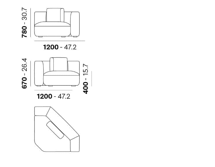 Угловой модуль 90° в пенополиуретане Pedrali Jeff ARCH-00150480 - Вид №3