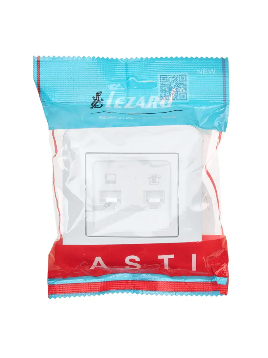 ASTI Розетка компьютер+телефон белая LEZARD 7081-0202-143