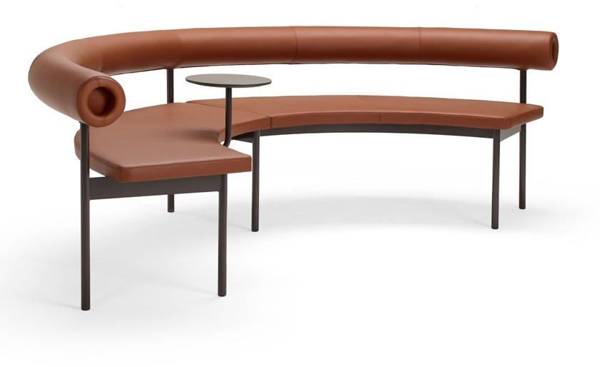 Offecct Изогнутый кожаный диван с полкой для журналов Font sun-id-1489871 - Вид №1