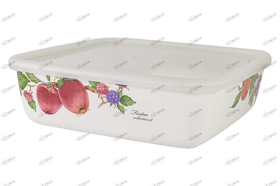 Лоток эмалированный с крышкой 1,75 л белый "Фрукты" EJIRY  00-3973604 Белый 
