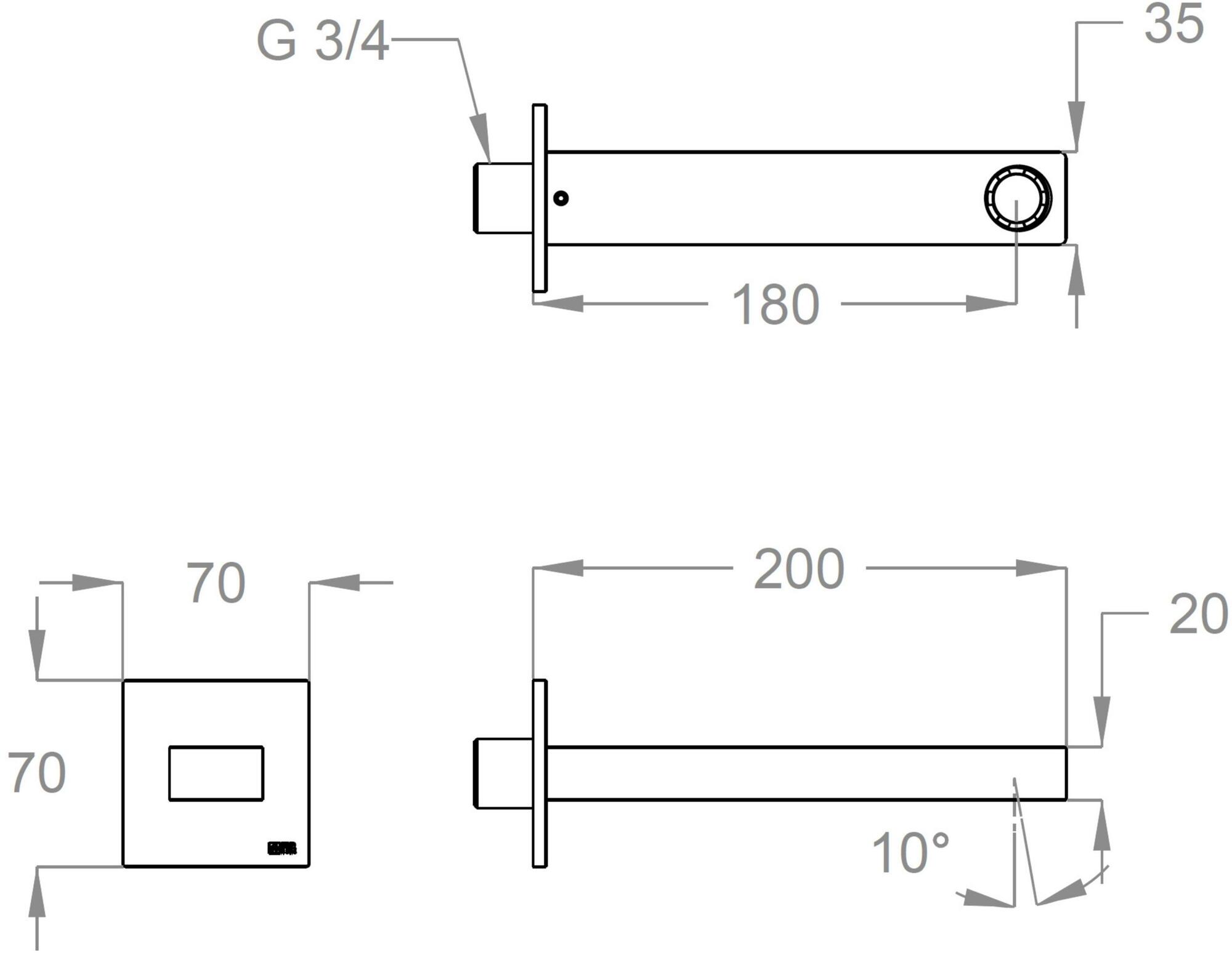 Fir Italia Настенный излив из латуни New playone 90 9044115 - Вид №1