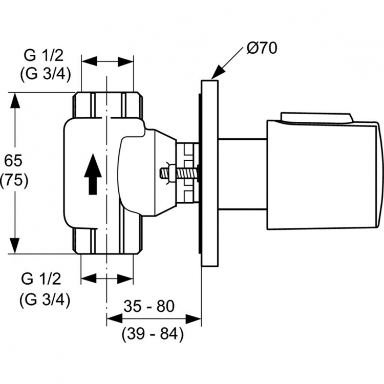 A4656AA Встраиваемый вентиль Ideal Standard CERATHERM 100  - Вид №2