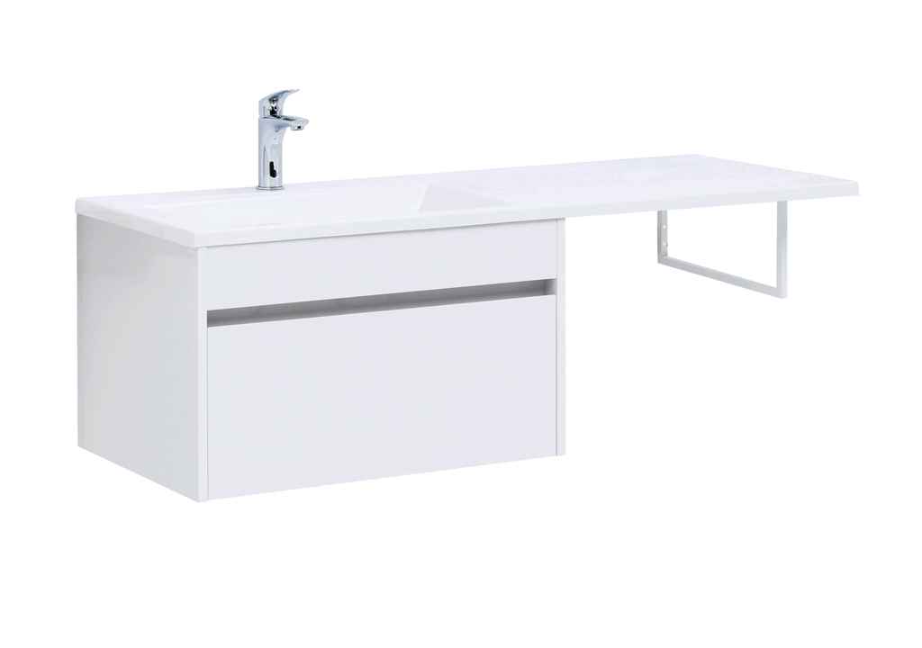 Тумба с раковиной Aquanet Токио 130 L белый (подвесная, 1 ящик) 0023691700235501 - Вид №1