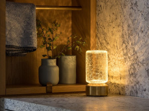 Алюминиевая и стеклянная светодиодная настольная лампа с батарейным питанием