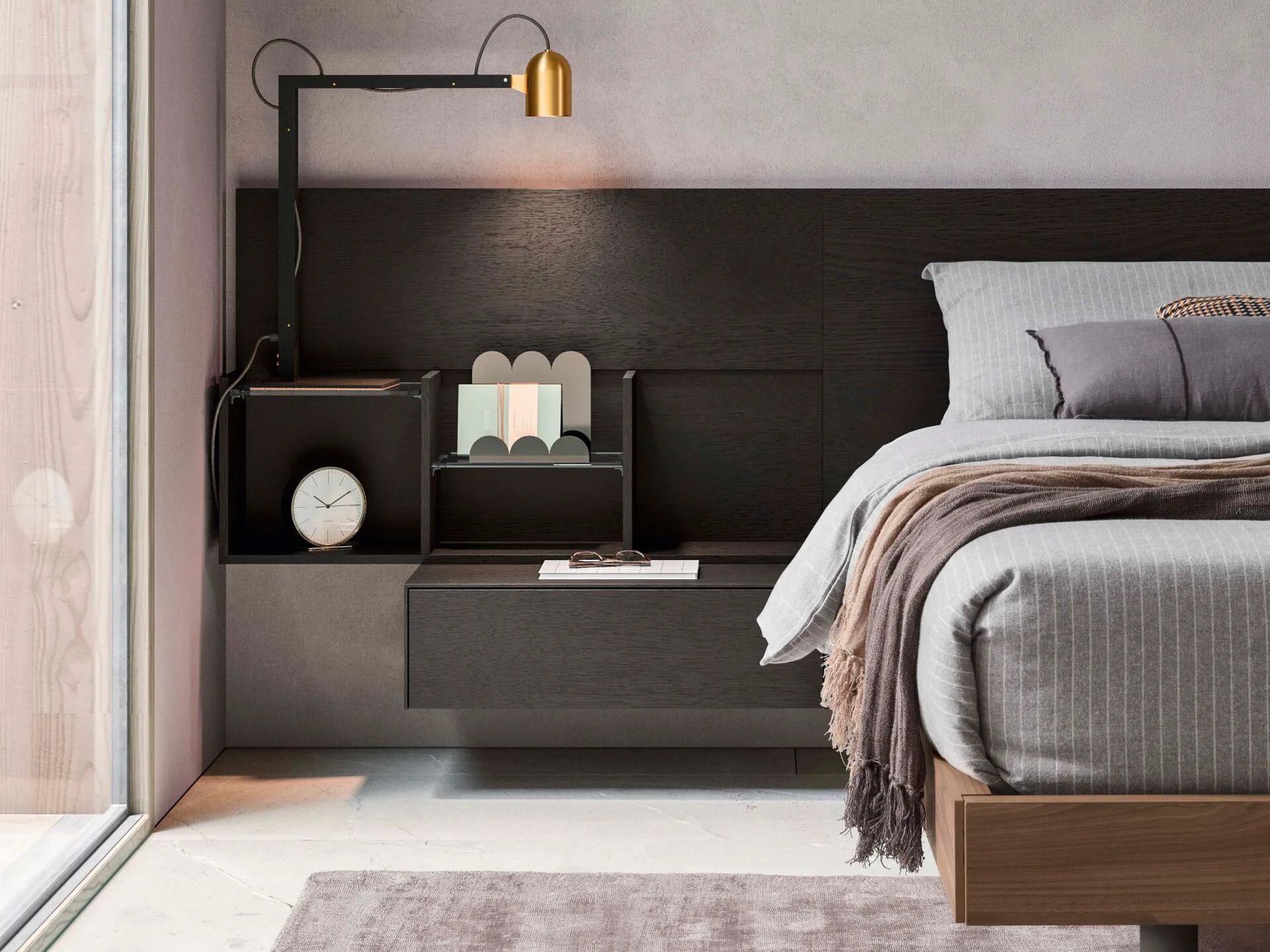 Высокое изголовье для двуспальной кровати со встроенными тумбочками Alf DaFrè SUITE SYSTEM 2 ARCH-00143538